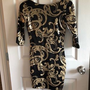 Black and Hold Sequin Dress